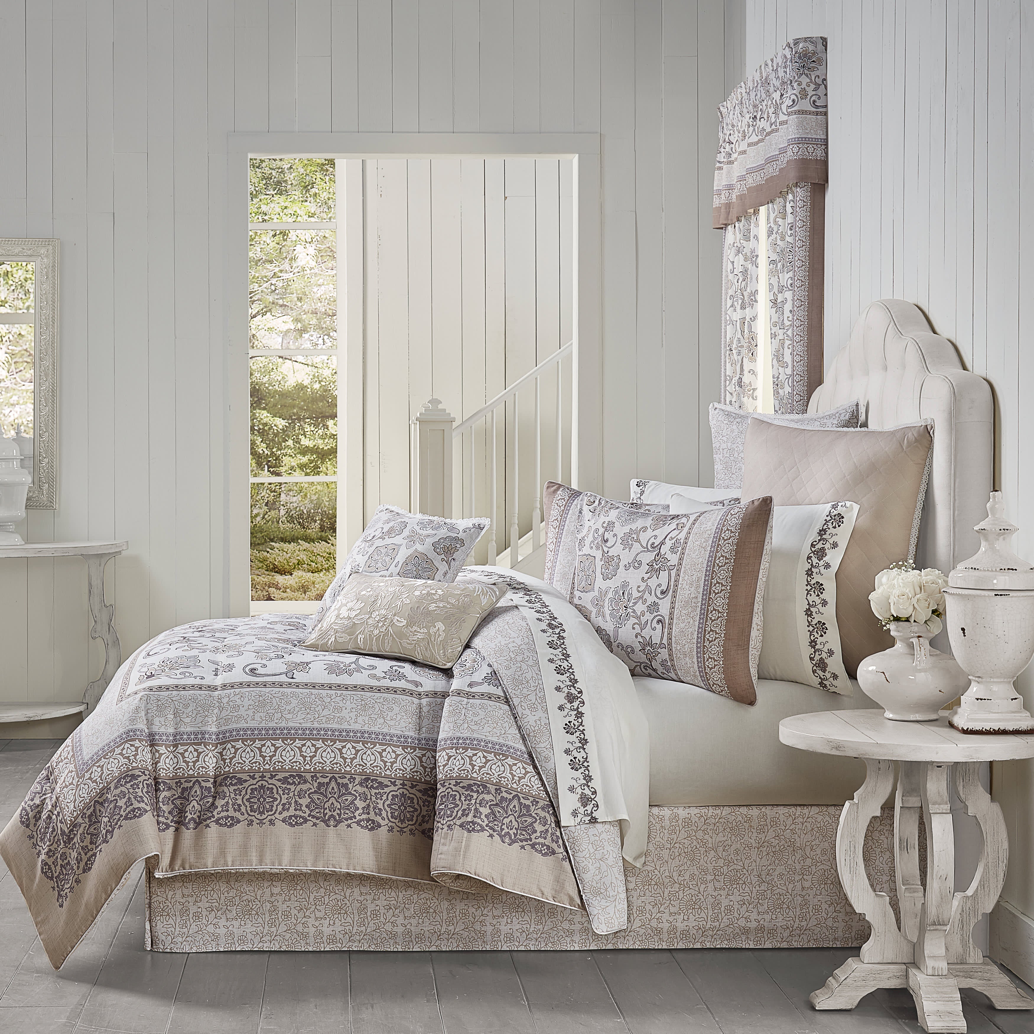Chelsea Grey 4 Piece Comforter Set, GRAY, hi-res image number 0