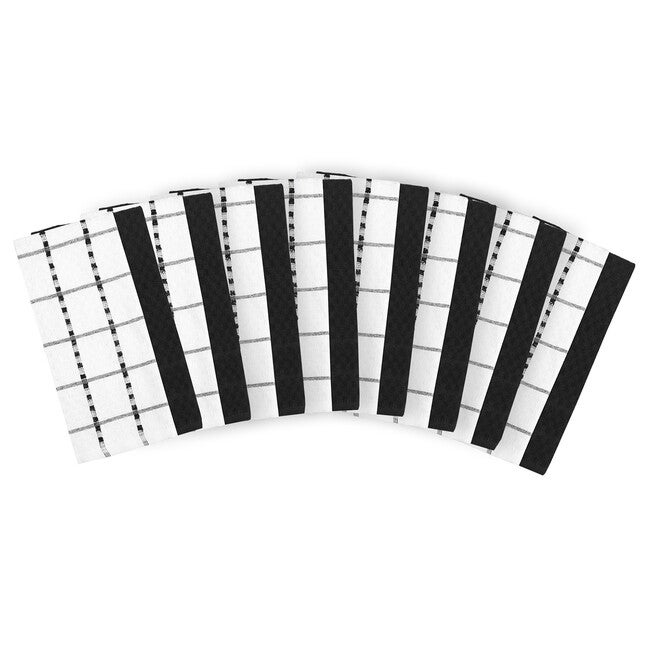 16Pk Pebble Terry Kitchen Towel Set, BLACK, hi-res image number null