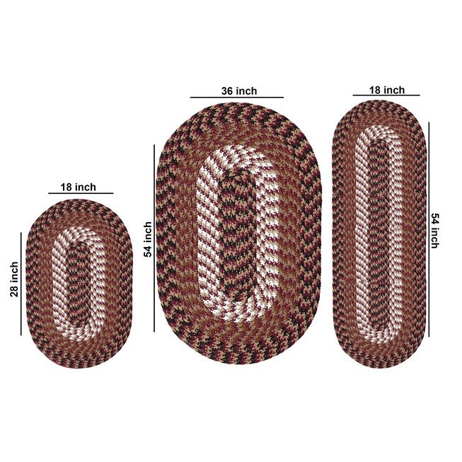 Alpine Braid Collection Reversible Indoor Area Rug, 3 Piece Set , , on-hover image number 1