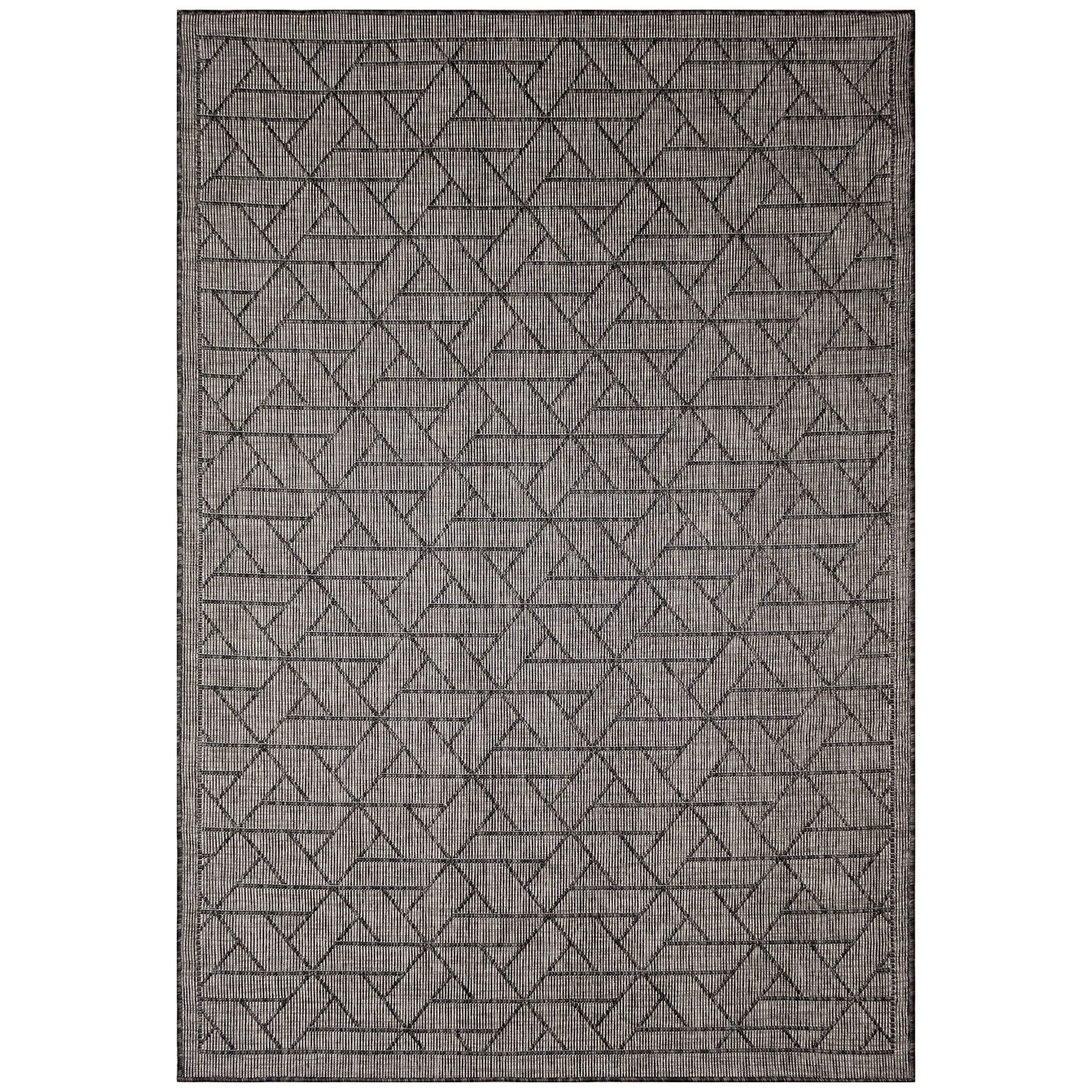 Carmel Pyramid Indoor/Outdoor Area Rug Aqua, BLACK, hi-res image number 0