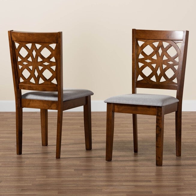 Abigail Modern Beige Fabric And Dark Brown Finished Wood 2-Piece Dining Chair Set, , alternate image number null