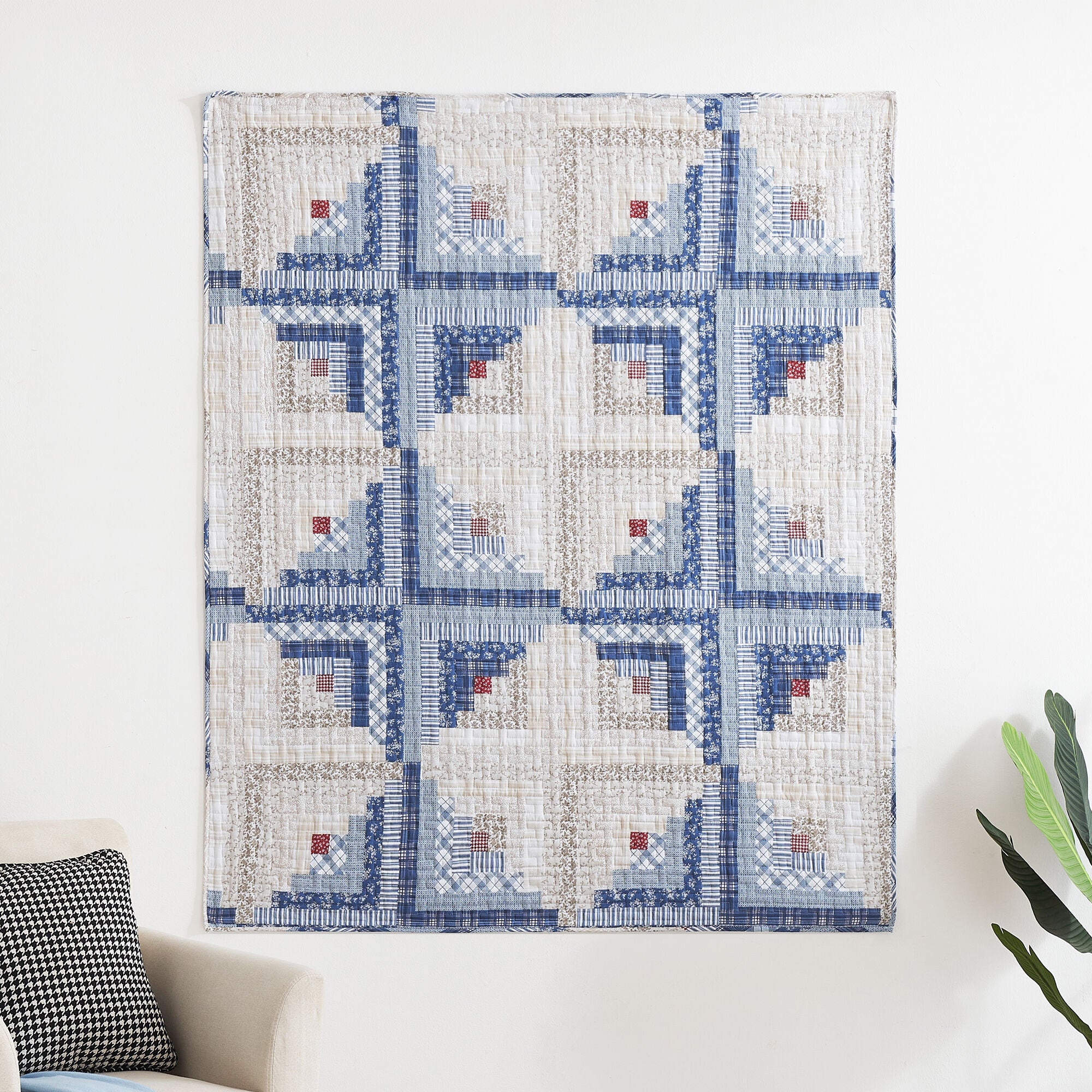 Cottage Cabin Traditional Patchwork Quilted Throw Blanket, CALICO, alternate image number 2