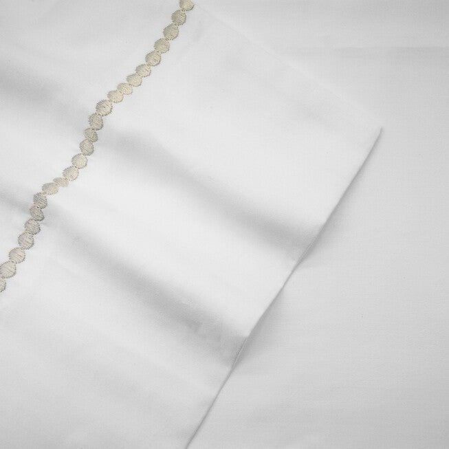 Highlights 400 Thread Count Cotton Dot Cuff White and Linen Dot Queen Sheet Set, , alternate image number 2