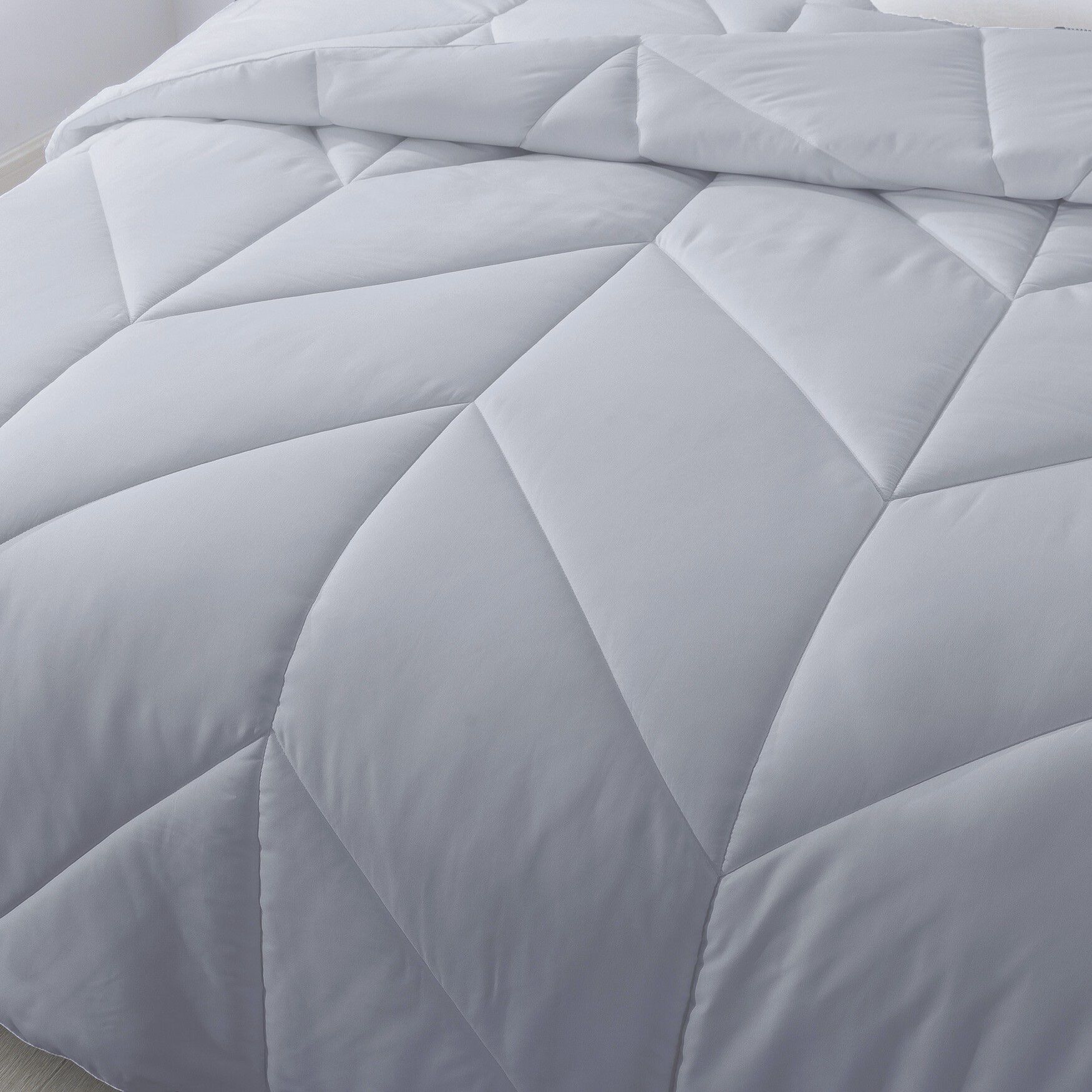 Chevron Stitch Down Alternative Comforter, Grey, , alternate image number 1