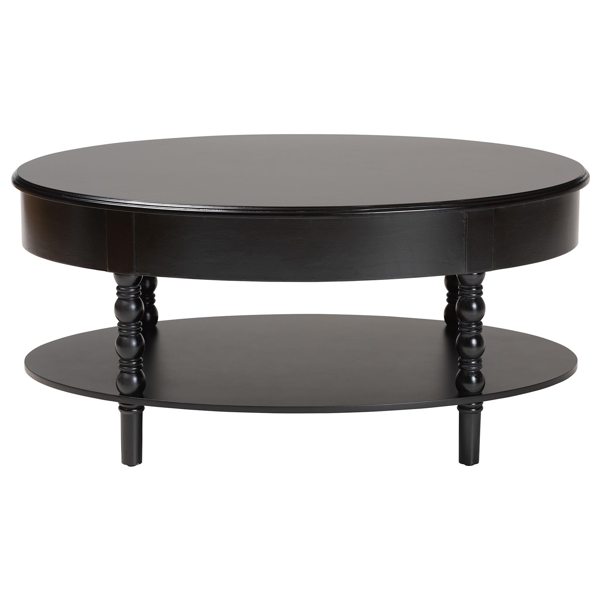 Malinda Classic Black Wood 1-Drawer Coffee Table with Spindle Legs, BLACK, alternate image number 5