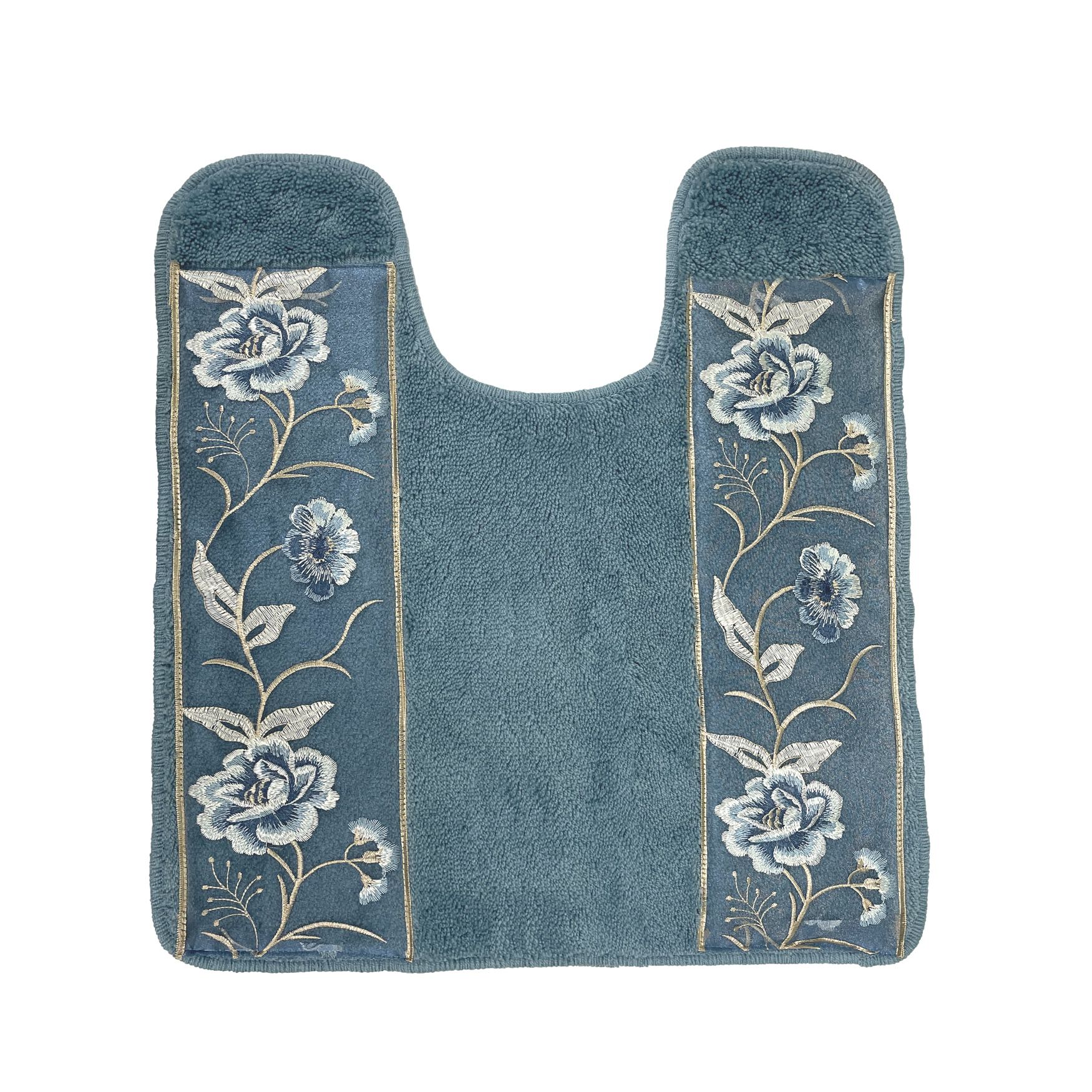 Dublin Rose Bath Contour Rug - Skid Resistant, Blue | Catherines