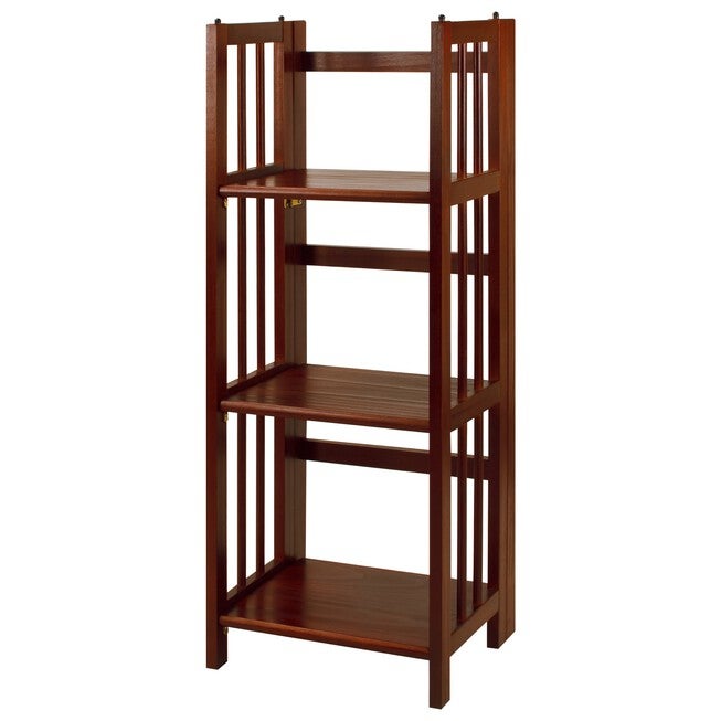3-Shelf Folding Bookcase 14 inches Wide-Walnut, , alternate image number null