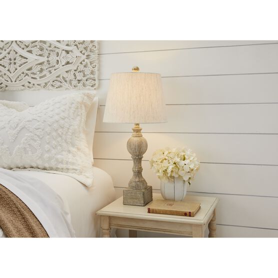 Cottage Antique White Resin 26.5" Table Lamp, Set 2, , alternate image number null