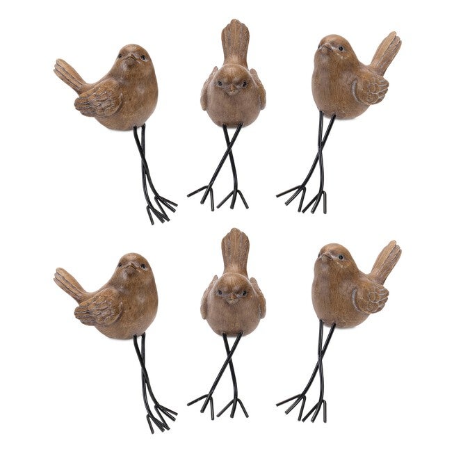 Etched Bird Shelf Sitter (Set of 6), BROWN/BLACK, alternate image number null