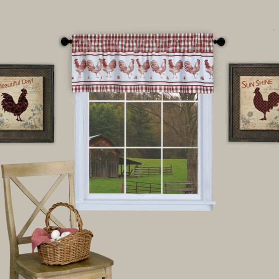 Barnyard Window Curtain Valance - 58x14, BURGUNDY, hi-res image number null