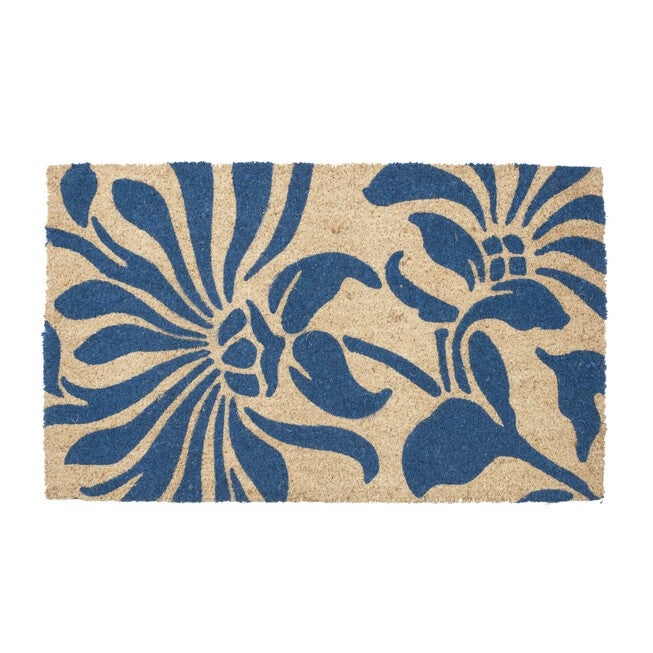 Blue Floral Coir Mat With Vinyl Backing Floor Coverings, MULTI, hi-res image number null