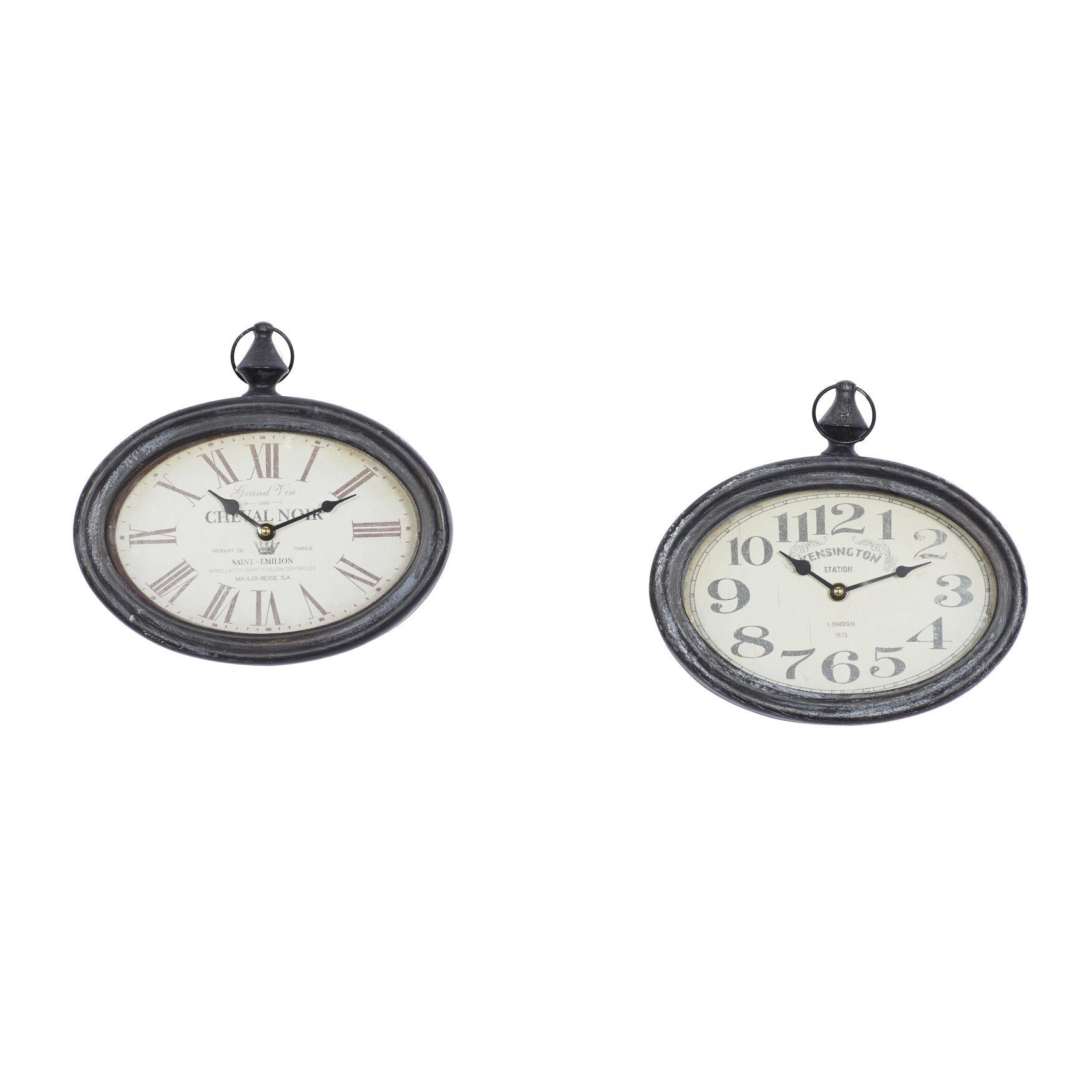Set Of 2 Cream Metal Vintage Wall Clock, CREAM, hi-res image number 0