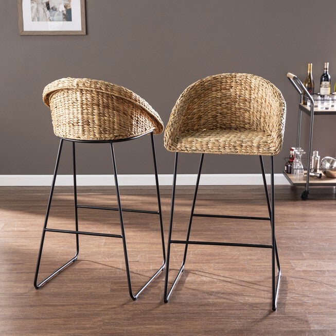 Landrine Water Hyacinth Bar Stools 2Pc Set, NATURAL, hi-res image number 0