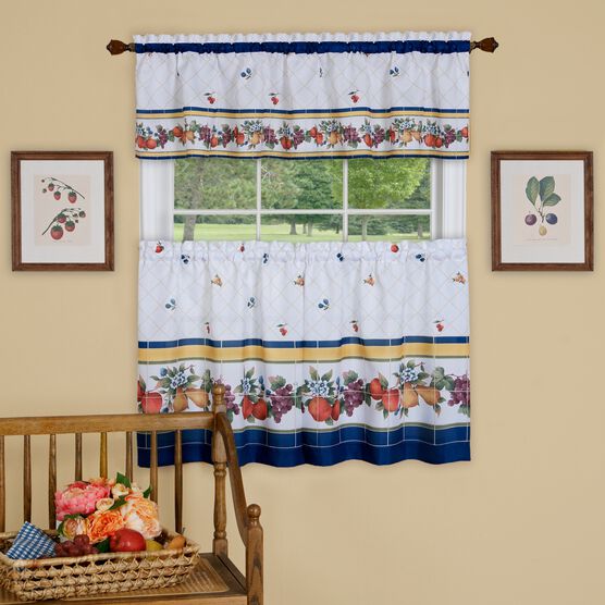 Fruity Tiles Tier and Valance Window Curtain Set, MULTI, hi-res image number null