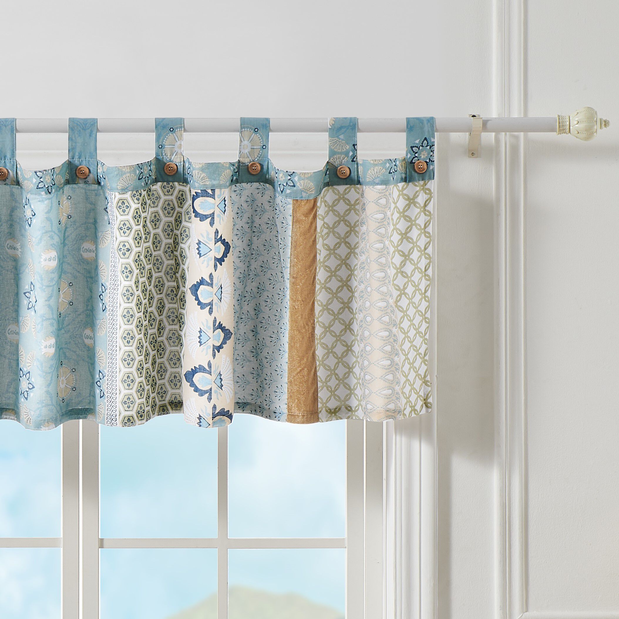 Thalia Window Valance Curtains, Tango, BLUE, alternate image number 4