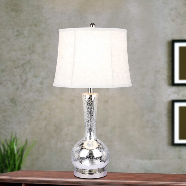 27.5 inches Silver Glass & Metal Table Lamp, SILVER NICKEL, hi-res image number null