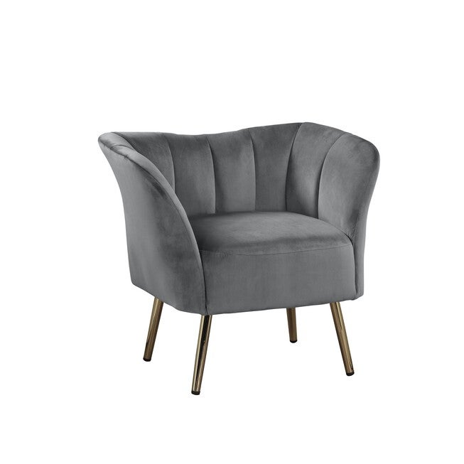 Accent Chair, GRAY VELVET GOLD, hi-res image number 0