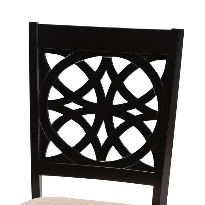 Abigail Modern Beige Fabric And Dark Brown Finished Wood 2-Piece Dining Chair Set, , alternate image number null