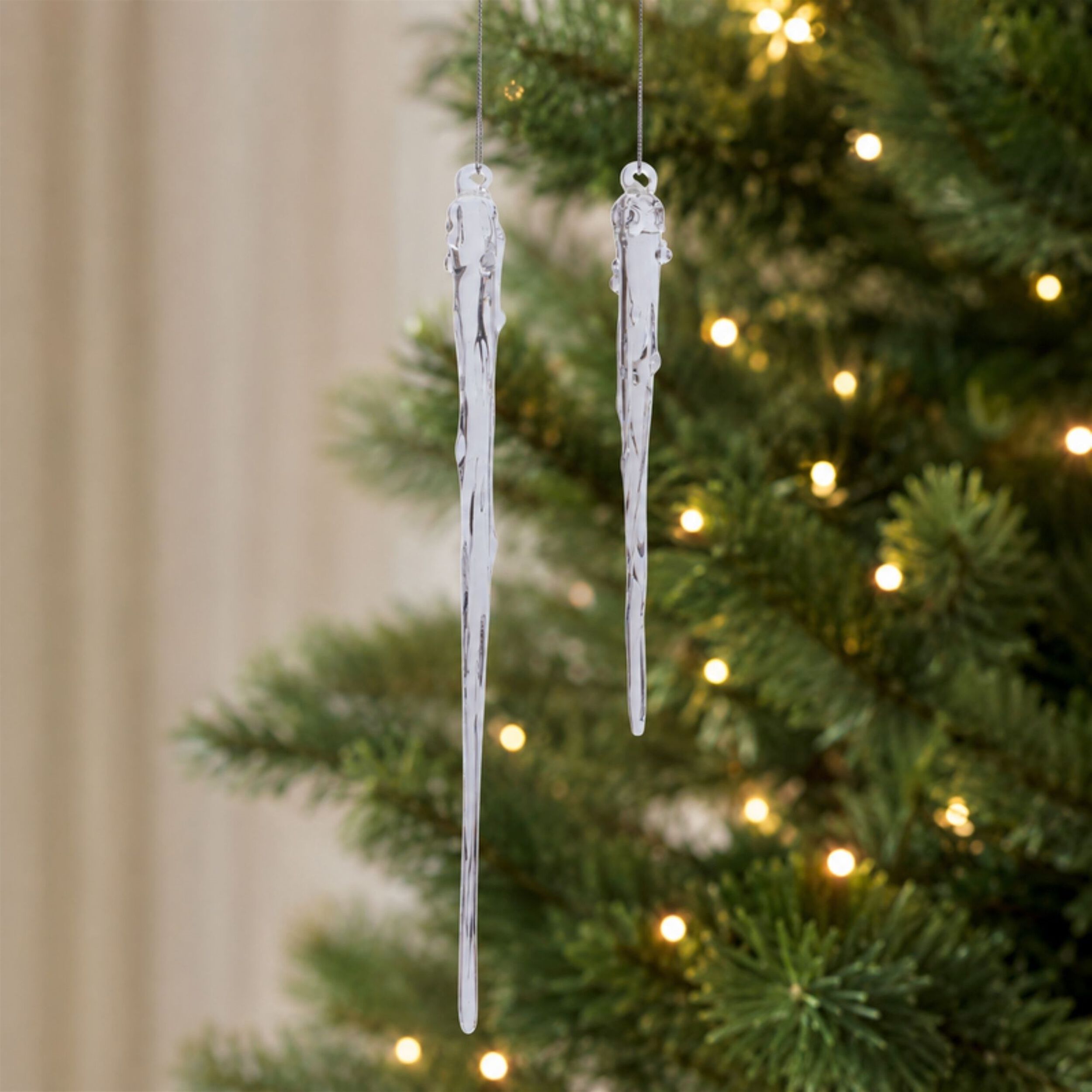 Glass Dripping Icicle Ornament (Set of 6), CLEAR, alternate image number 1