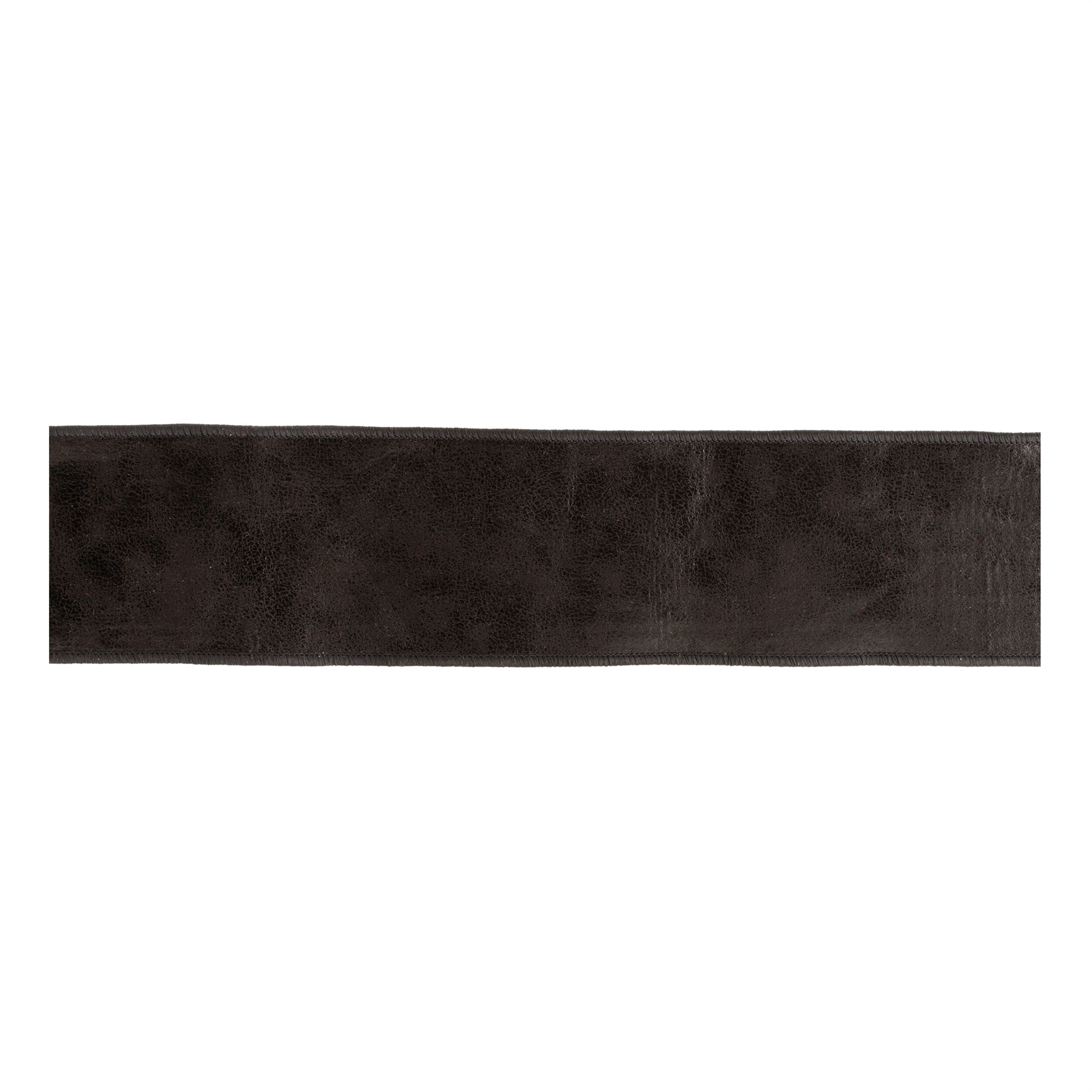 Leather Wired Ribbon 4 inches x 5 Yds., BLACK, hi-res image number 0