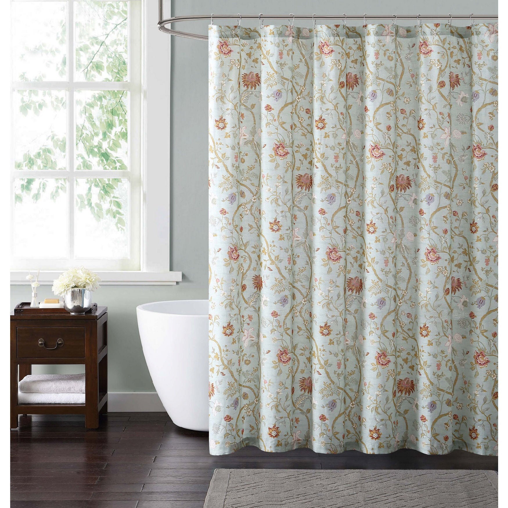 Style 212 Bedford Blue Shower Curtain, BLUE BLUSH, hi-res image number 0