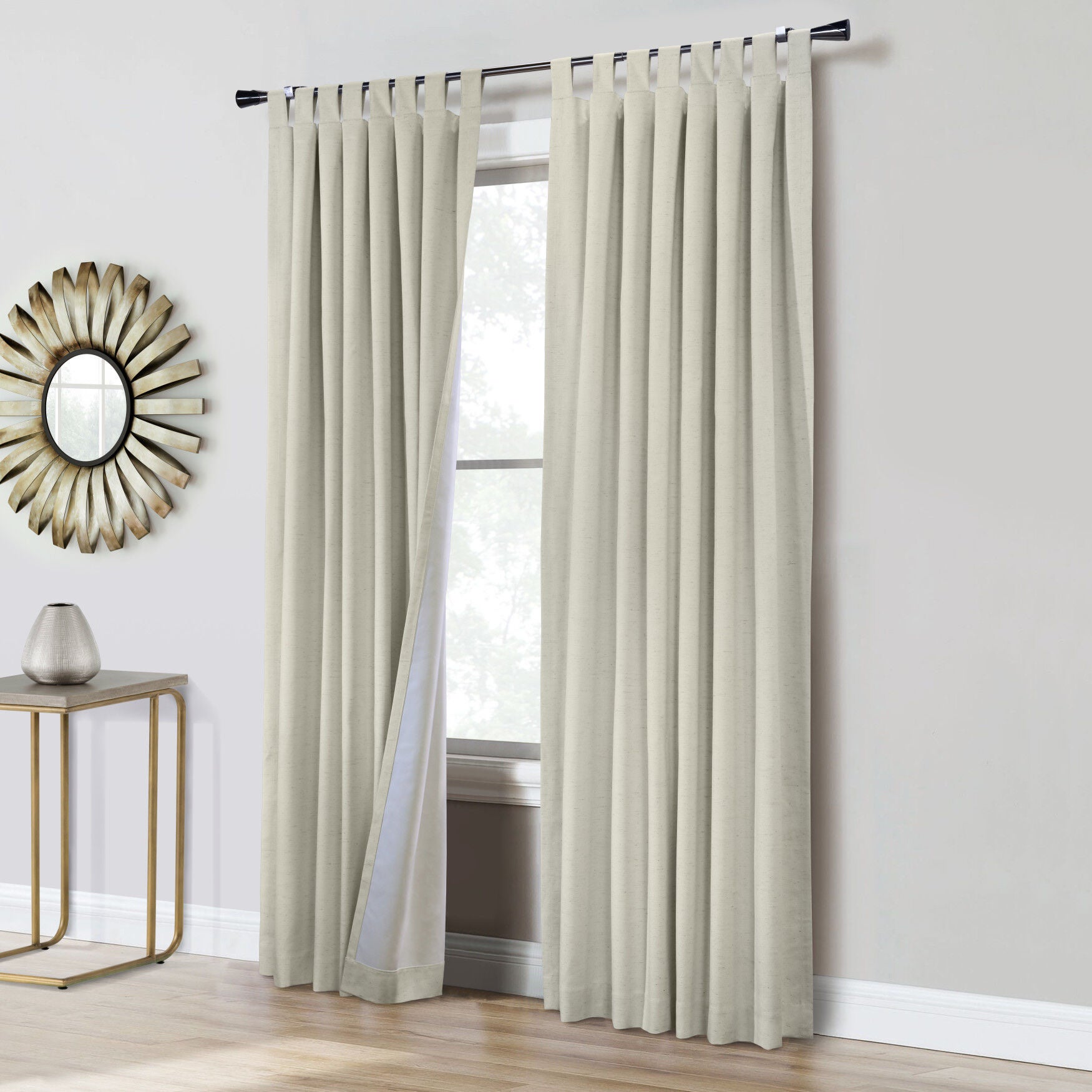 Ventura Blackout Tab Top Curtain Panel Pair, NATURAL, hi-res image number 0