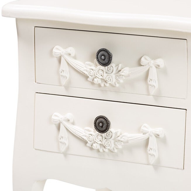 Eliya Classic And Traditional White Finished Wood 2-Drawer Nightstand, , alternate image number null