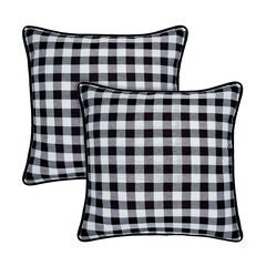 Buffalo Check Throw Pillow Covers - 18-in x 18-in - Set of Two