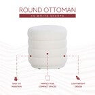 Measurement diagram showing dimensions of the round ottoman