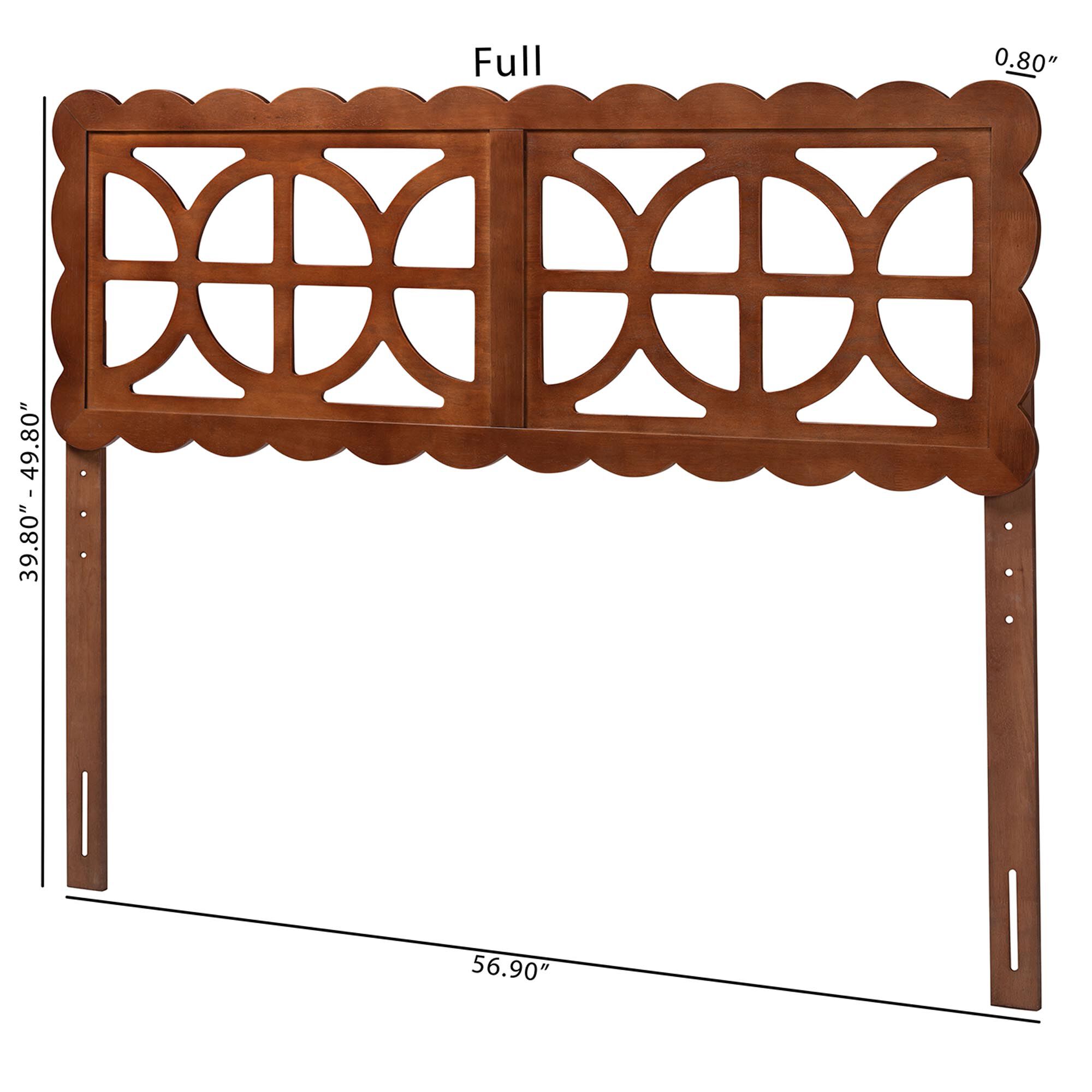 Nansen Wood Headboard with Scalloped Frame, Queen, Walnut, BROWN, alternate image number 5