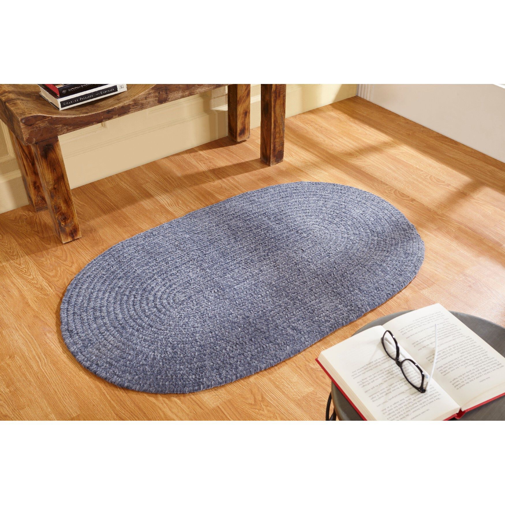 Better Trends Chenille Solid Braid Collection Reversible Indoor Area Utility Rug in Vibrant Colors, Oval, GRAY, hi-res image number 0