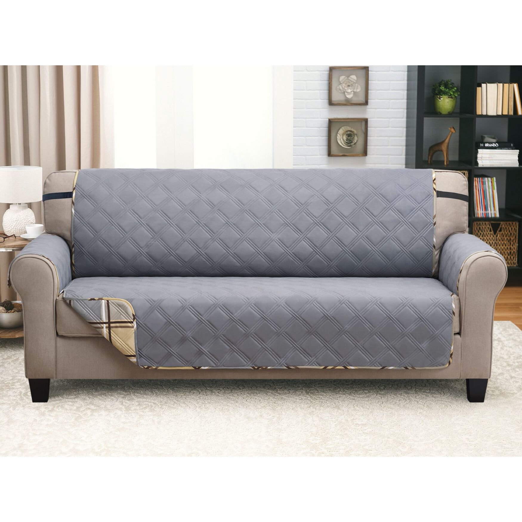 Printed Reversible Quilted Sofa Protector, , alternate image number 2