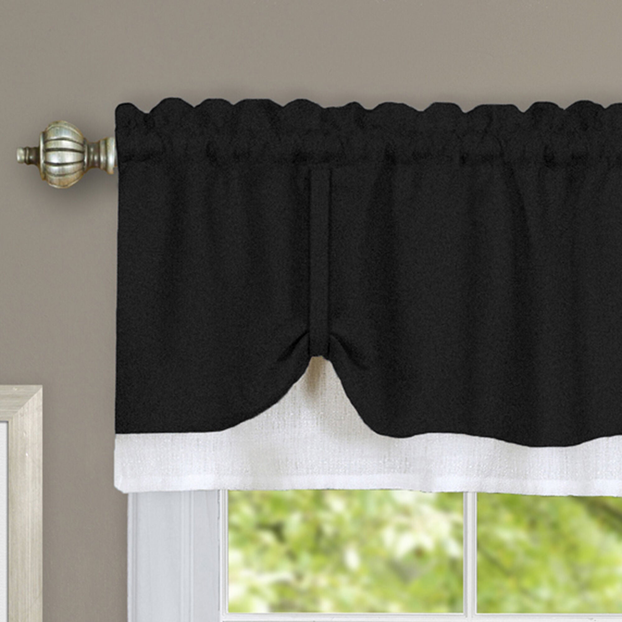 Darcy Window Curtain Valance, BLACK WHITE, alternate image number 2