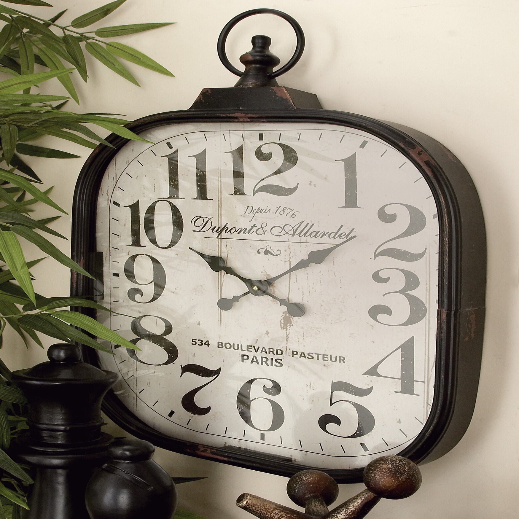 Black Vintage Metal Wall Clock, , alternate image number 7