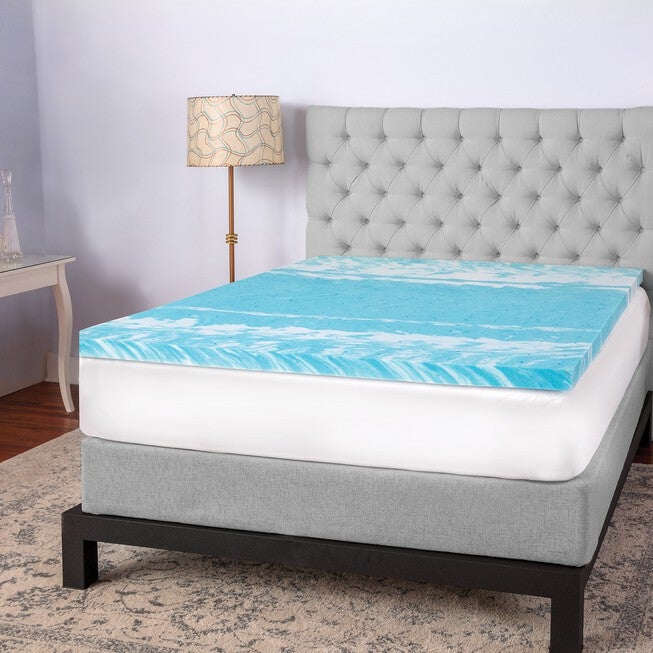 SensorPEDIC 2-Inch Gel Swirl Memory Foam Mattress Topper, WHITE, hi-res image number 0