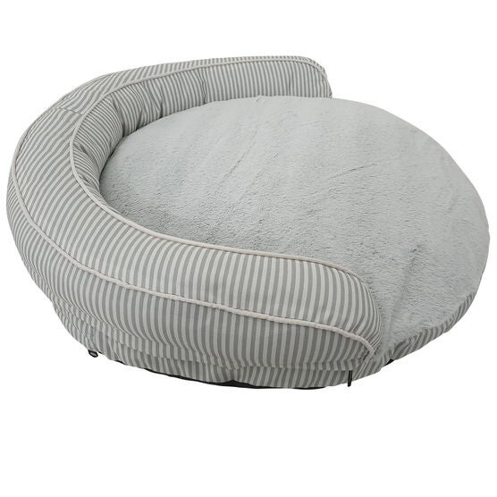 Stripe Printing poly-cotton bolster with detachable faux fur cushion Large Size, , alternate image number null
