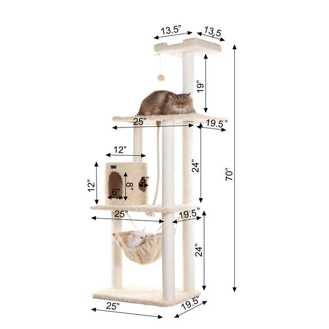 Real Wood 70 inches Ultra Thick Faux Fur Covered Cat Condo House, , alternate image number 4