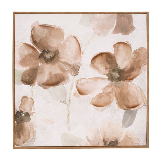 Wood Floral Block Plaque (Set of 2), WHITE BROWN, alternate image number null