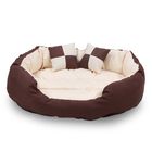 Happycare Tex Durable Bolster sleeper Oval Pet bed with removable reversible insert cushion and additional two pillow , Large 34 by 27 inches ,Brown to Beige, , on-hover image number 1
