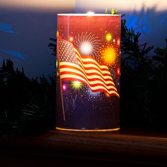 Patriotic Fiber Optic & LED Candle, , on-hover image number null