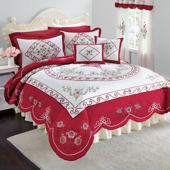 Ava Embroidered Cotton 16" Square Pillow, , on-hover image number null