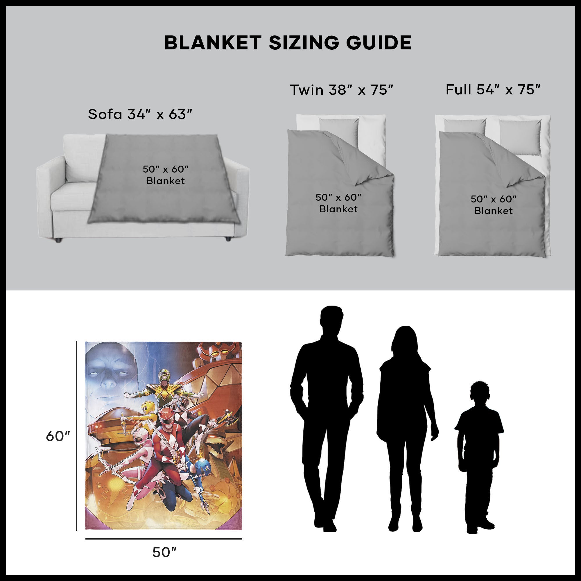 Hasbro Power Rangers Vintage Rangers Silk Touch Throw Blanket 50X60 Inches, YELLOW, alternate image number 5