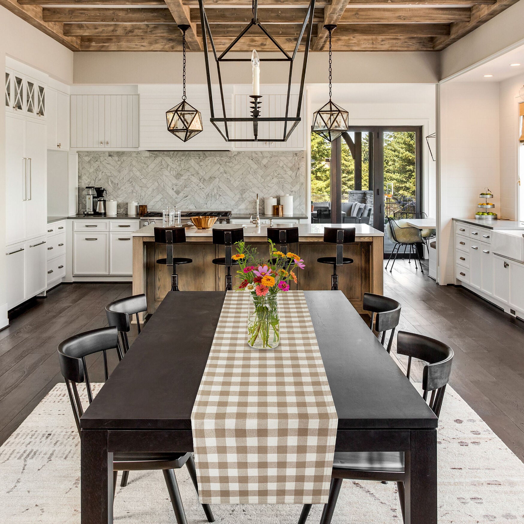 Buffalo Check Table Runner - 13-in x 72-in, TAUPE, hi-res image number 0