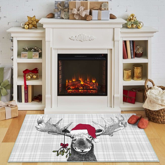 Holiday Moose Grey Kitchen Rug, , alternate image number null