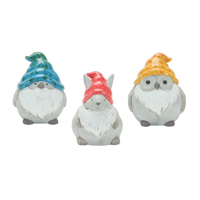 Whimsical Animal Gnome Garden Statue (Set Of 12), RED, hi-res image number null