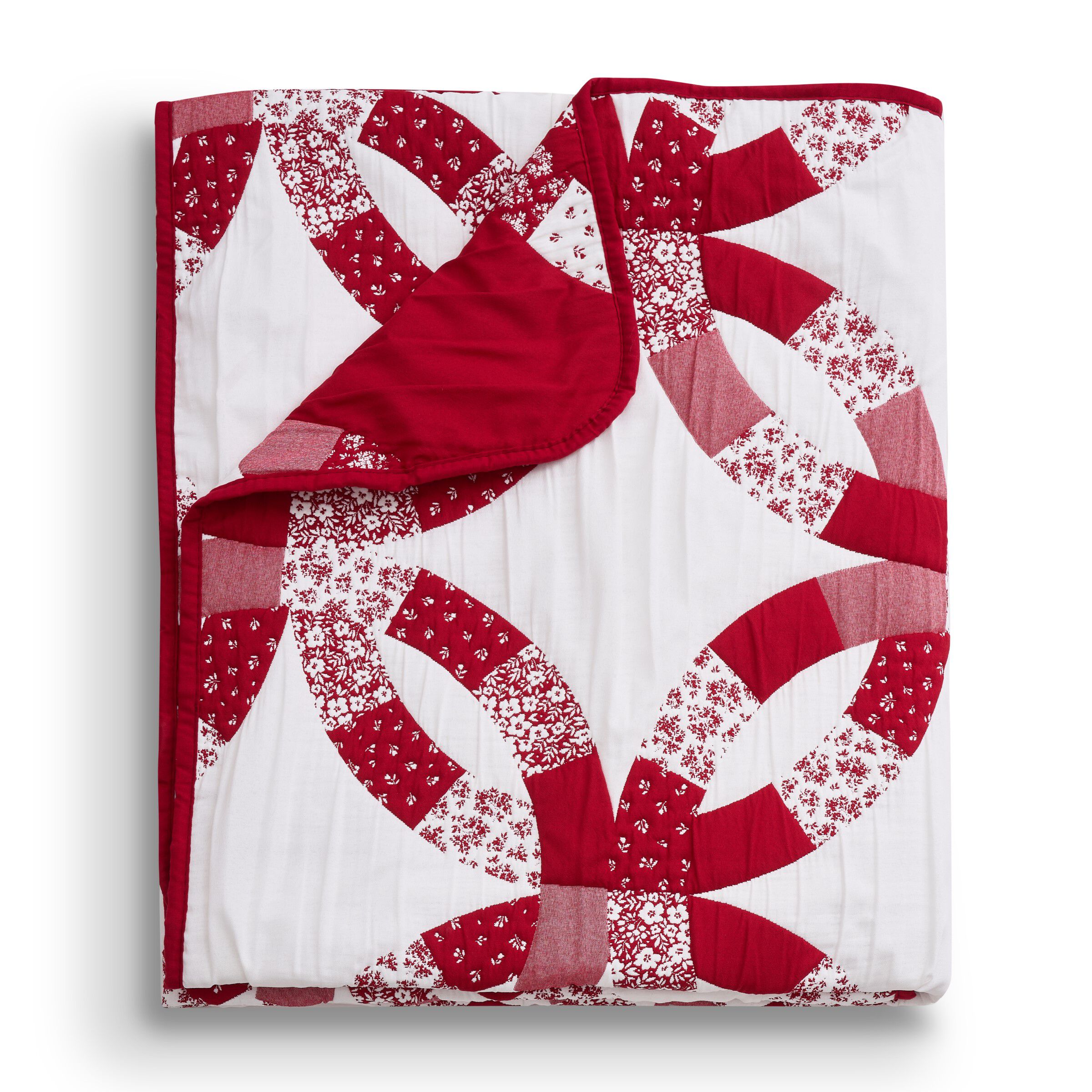 Wedding Ring Traditional Reversible Throw Blanket, RED, alternate image number 2