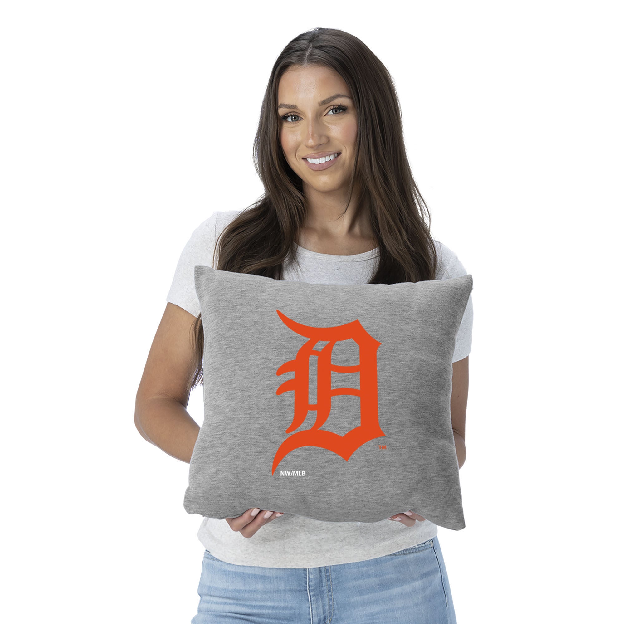Detroit Tigers MLB Primary Sweatshirt PIllow 16 Inches, GRAY, on-hover image number 1
