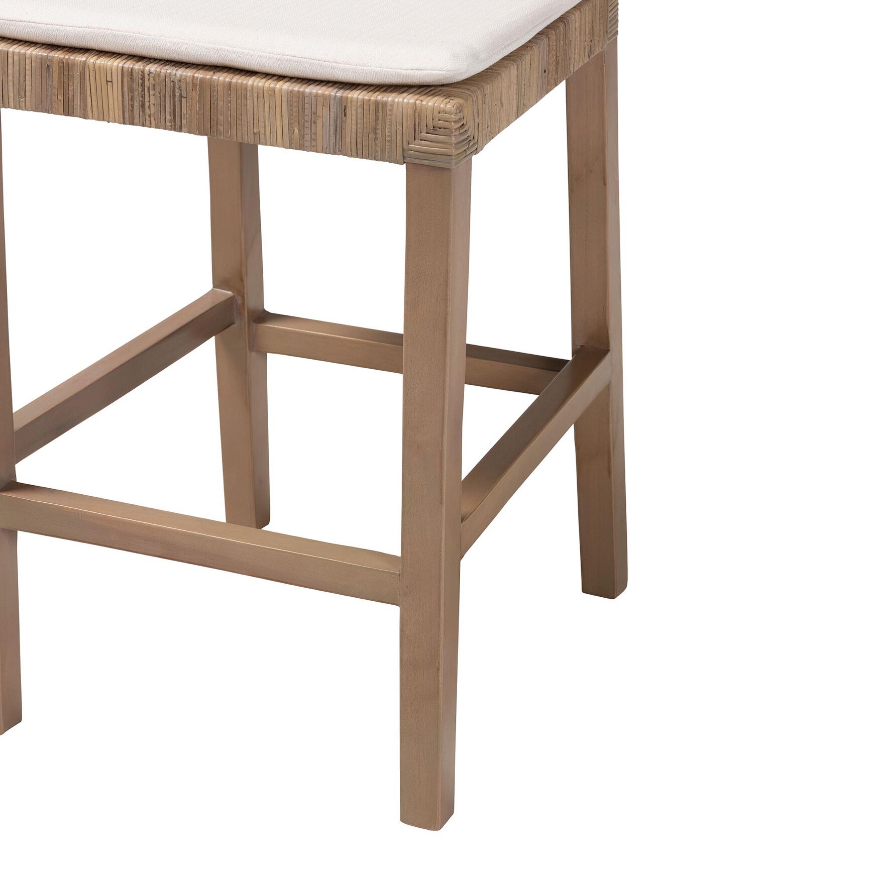Poltak Modern Bohemian Grey Natural Kubu Rattan And Mahogany Wood Counter Stool, , alternate image number 5