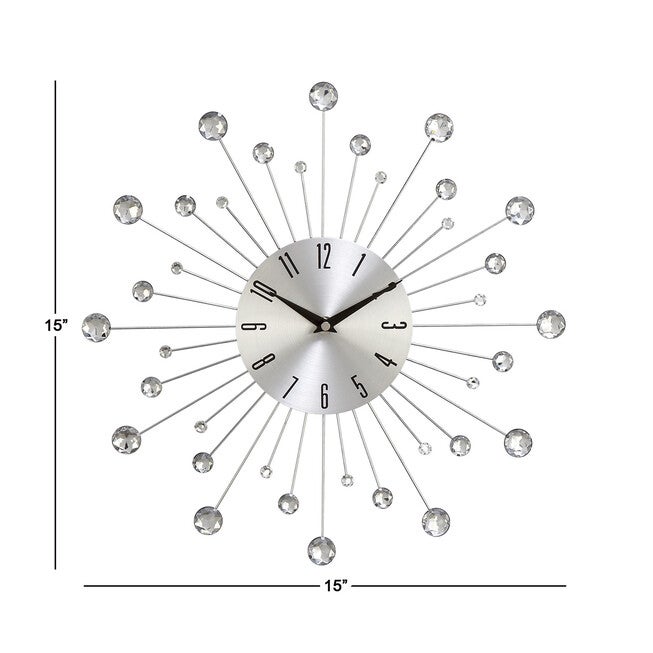 Silver Glam Metal Wall Clock, , alternate image number null
