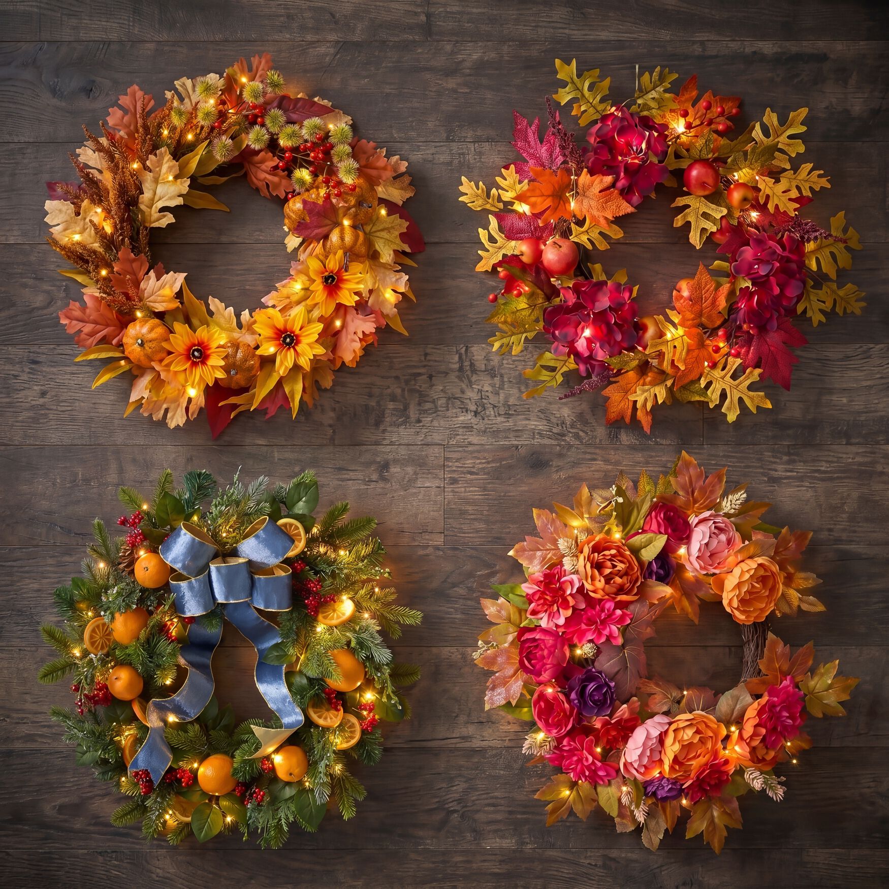 24 inches Pre-Lit Harvest Daisy Wreath, , alternate image number 8